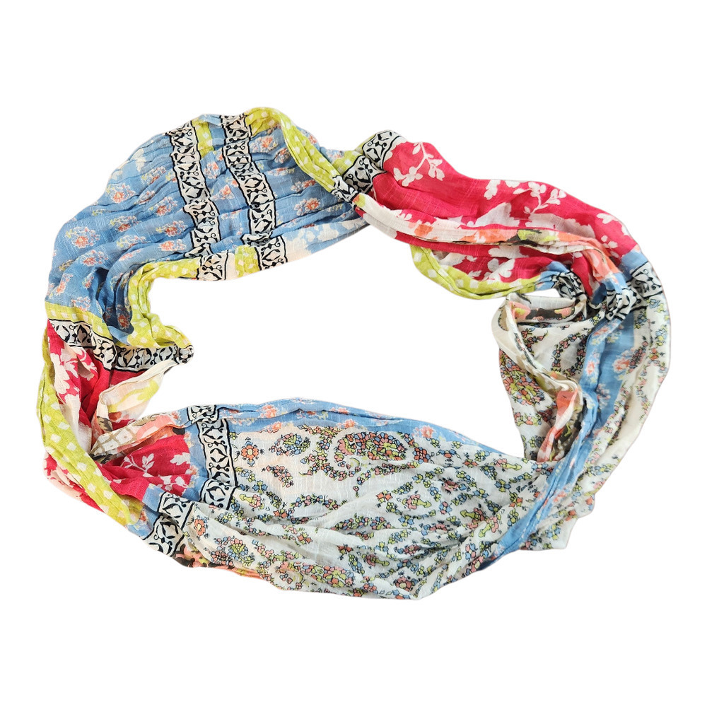 J. Jill 100% cotton scarf infinity patchwork print lightweight color block